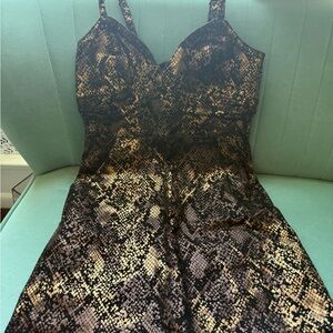 Bebe Black and Gold Foil Dress